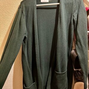 Green Open-Front Cardigan Sweater